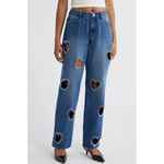 PTCL High Rise Laser Cut Heart Print Jeans Size 29 Blue Photo 12
