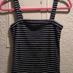 Aero Seriously Soft Square Neck Tank Black & White Striped Woman’s Size Medium Photo 0