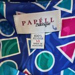 Vintage ‘90s Papell Boutique Multicolored Geometric Print Half Sleeve Midi Dress Blue Size 14 Photo 6