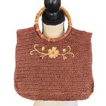 Betsey Johnson RARE!! Vintage New York Woven Handbag with Floral Embroidery & Bamboo Handles Photo 0