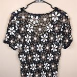 White Stag VTG  Women’s Crochet Floral Button-Up Open Knit Short Sleeve Sweater Photo 6