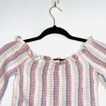 American Eagle 100% Cotton Striped Smock Off the Shoulder Cropped Top Photo 1