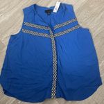 Attention New  Blue Geometric Sleeveless Blouse Size XL Polyester V-Neck Tank Photo 0