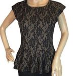 Big Strike Floral Applique Cap Sleeve Peplum Top M Size undefined Photo 0