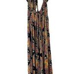 Earthbound  Trading Co Boho Maxi Dress Waist Cut Out Open Back Floral Black Sz S Photo 0