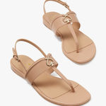 Kate Spade  Kendra Leather tong sandals Light Fawn Sz 9 Minimalist Chic Quiet Lux Photo 0