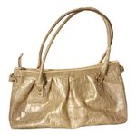 Brahmin Croc Embossed Leather Satchel Dual Handle Zipper Closure Cream Handbag Photo 11
