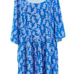 Eshakti Custom Blue Cherry Blossom Dress Half Sleeve Scoop Neck Fit Flare 4X Photo 0