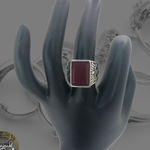Silver Boho Ring with Red Stone Photo 1
