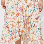 Torrid  Maxi Swiss Dot Ruffle Hi-Low Skirt Cream / Floral Women’s size 4X​​ Photo 0