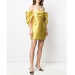 Solace London ‎ Elina Off-The-Shoulder Duchesse Satin Mini Dress Size US 6 Yellow Photo 9