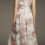 Anthropologie  The Somerset Strapless Maxi Dress Ivory Floral Size Small NWT Photo 2