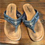Minnetonka  Denim Thong Sandals Size 9 Boho Western Braided Detail flip flops Photo 1
