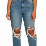 American Eagle  Mom Jeans Womens 10 Short Medium Wash Distressed High Rise Photo 0