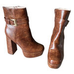 Chase and Chloe Chase &‎ Chloe Chunky Platform Boots Women's 7 Brown Buckle Going Out Photo 0