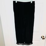 Club Monaco Tassel Trim Wide Leg Silk Ankle Pants Black 2 Photo 1