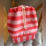 Victoria's Secret Victoria’s Secret Pink Coral Striped Drawstring Cooler Backpack NEW Photo 2