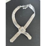 vintage Silver Mesh Buckle Necklace Adjustable Length 16 Photo 6
