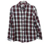 LL Bean Womens Red White Scotch Plaid Flannel Button Up Shirt Size MEDIUM Photo 1