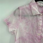 Lucky Brand Women's Tie Dye Button Up Short Sleeve Boho Shirt Pink Size Medium Photo 3