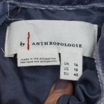 Anthropologie  Velvet Jumpsuit Size 10 Blue Off Shoulder Ruched Wide Leg Occasion Photo 6