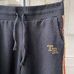 True Religion Women's Black Yellow Red Satin Side Striped Jogging Pants $140 M Photo 2