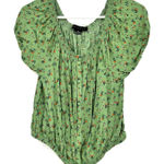 Sanctuary Size Medium Blouse Green Floral babydoll Elastic Hem Off the Shoulder Photo 0