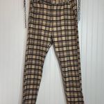 Urban Outfitters Pants Brown Cream Plaid Flannel Stretch Skinny Leg Size XL Photo 1