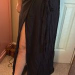 Blue Life Tie Double Front Slit Skirt Black Photo 0