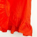 J.Crew Linen Citrus Orange Classic Ruffled Faux Wrap Skirt Knee Length Women 8 M Photo 4