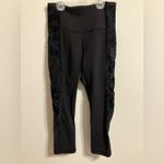 Lululemon  Wunder Under Crop High-Rise‎ Black Velvet Floral Flocked 21 Sz 4 Photo 2