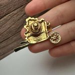 Wheelbarrow Of Hearts / Cupid’s Bow Heart Lot Of 2 Brooch Pin Red Gold Tone Photo 4