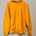 Champion Hoodie Yellow Sweater Pullover Fleece Logo Reverse Weave Size Small Photo 0