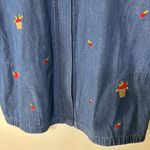 Allison Daley  Vintage Cotton Apple Print Embroidered Cottagecore Fall Denim Vest Photo 2
