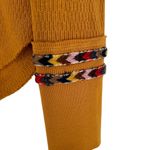 Free People We The  Mustard Yellow Rainbow Embellished Thermal Top Size Medium Photo 3