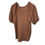Misia Women 2X Brown Cable Knit Puff Sleeve V Photo 1