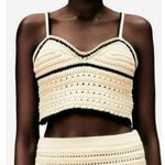 ZARA EUC Cream & Black Crochet Crop Tank Top Photo 11