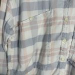 Free People  Loveland Plaid Button Down Shirt Women's Small White Boho Pastel Photo 8