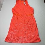 Alice + Olivia  Cara Sleeveless Coral Orange Sequin Mini Dress SZ 14 Back Zip NEW Photo 11