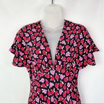 ZARA Pink & Red Floral Short Sleeve A-Line Maxi Dress XS Photo 3