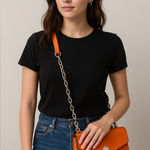 Rag and Bone  Orange Suede & Leather Chain Crossbody Wallet Bag Photo 0