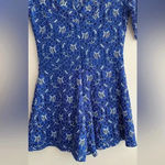 Soiéblu Royal Blue Floral Lace Romper, Formal Lace Onesie, Size Medium Photo 12