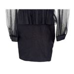 Bebe  Peplum Mesh Ruffled Sheer Sleeved Crystal Embellished Mini Dress Size 00 Photo 6
