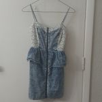 Mimi Chica  Exposed Zip Front Peplum Lace Denim Dress 80s/90s Retro S Coquette Photo 4