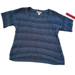 Dress Barn Blue Cable Knit Sweater Short Sleeve Blue Ombre sz M square neck Photo 0