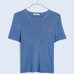 Madewell New Micro Rib Fitted Sweater Short Sleeve Tee NQ337 Celeste Blue XS Photo 4