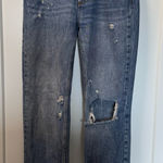 We The Free  People Straight Distressed High Rise Jean Medium Wash Frayed 24x30‎ Photo 0