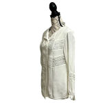 Chico's Chico’s Lace-Trim Crochet Tunic Blouse Women’s 0 (4/6) Semi-Sheer Coastal Preppy Photo 2