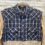 Vtg Gypsy South Atlanta L Reworked Sleeveless Plaid Lace Tunic Vest & Shirt Y2K Blue Size L Photo 10