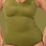 Ruby Ribbon Style 2019 V Neck Foliage Slimming Shaping Stretch Tank Top Sz 40 Green Photo 0